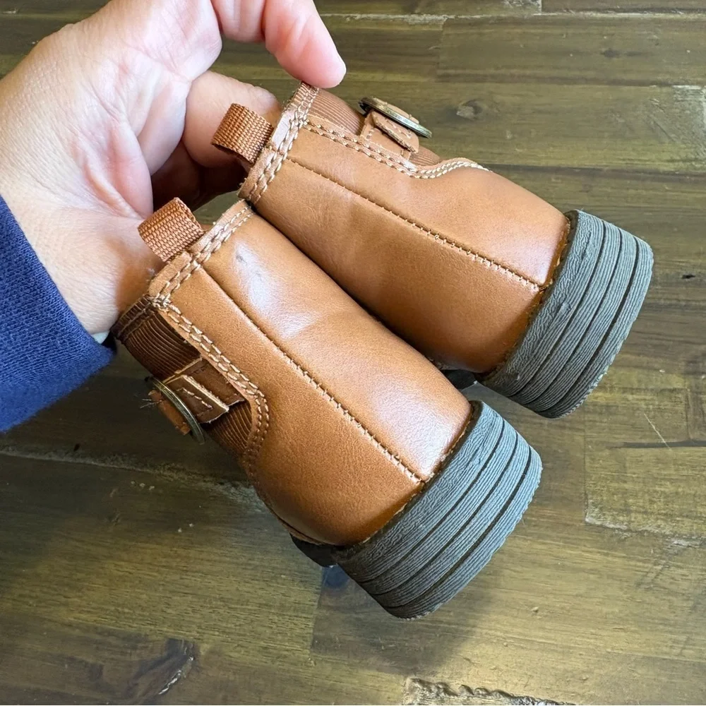 Carters Toddler Tan Caramel Brown Ankle Boots Buckle Short 6